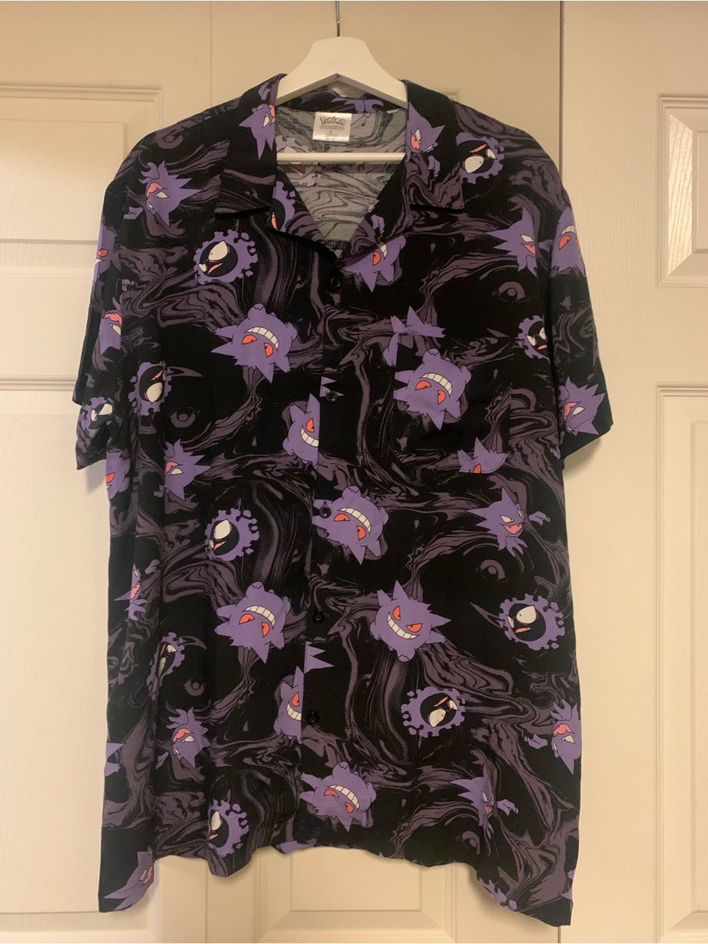 Pokemon Gengar All-Over Print Button-Down Shirt - Purple/Black